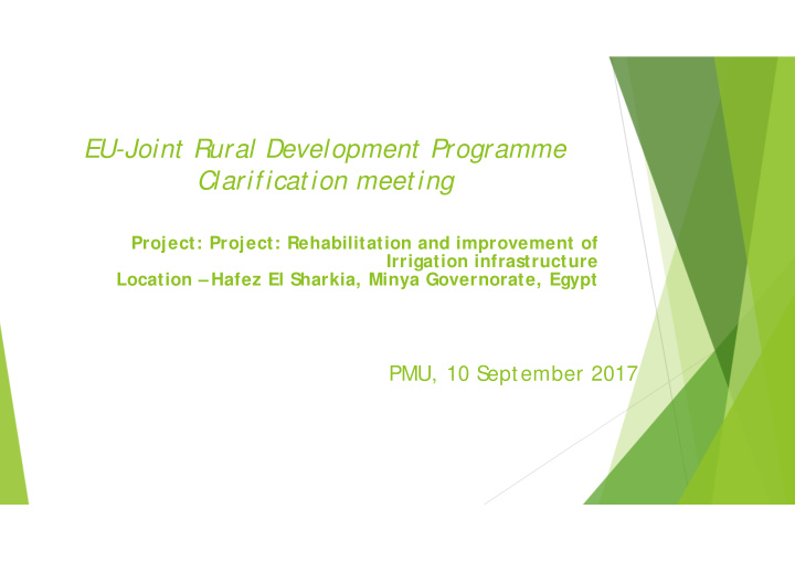 eu joint rural development programme clarificat ion meet