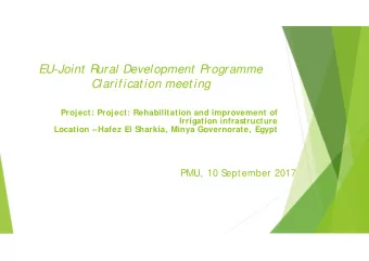 EU-Joint  Rural Development  Programme  Clarificat ion meet ing  Project: Project: Rehabilitation
