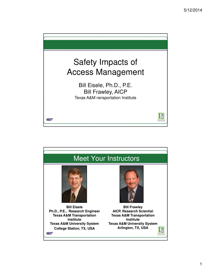 safety impacts of safety impacts of access management
