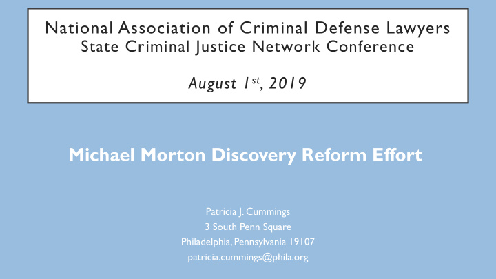 michael morton discovery reform effort