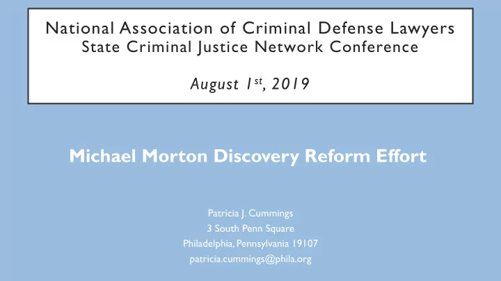 michael morton discovery reform effort