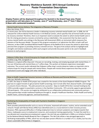 Display Posters will be displayed throughout the Summit in the Grand Foyer area. Poster