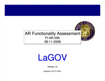 LaGOV  LaGOV  Version 1.0  Updated: 08-07-2008  Introduction  Roles  Process Analyst and
