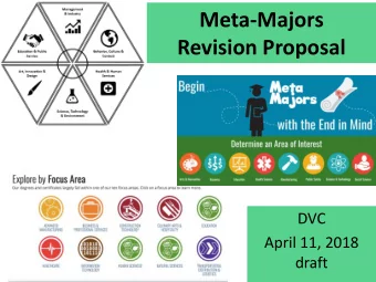 Revision Proposal  DVC  April 11, 2018  draft  Our process so far:  Fall 2015 : Scheduling