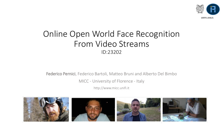 online open world face recognition from video streams
