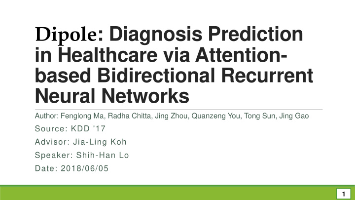 dipole diagnosis prediction in healthcare via attention