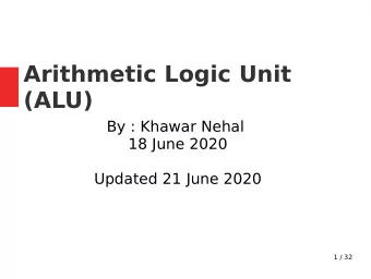 Arithmetic Logic Unit  (ALU)  By : Khawar Nehal  18 June 2020  Updated 21 June 2020  1 / 32