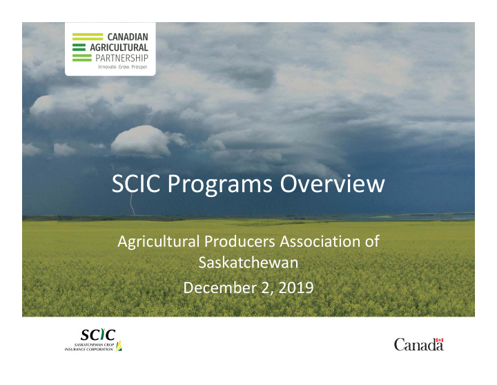 scic programs overview