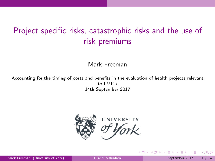 project specific risks catastrophic risks and the use of
