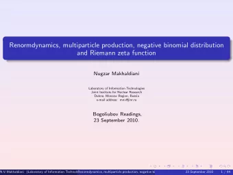 Renormdynamics, multiparticle production, negative binomial distribution  and Riemann zeta function