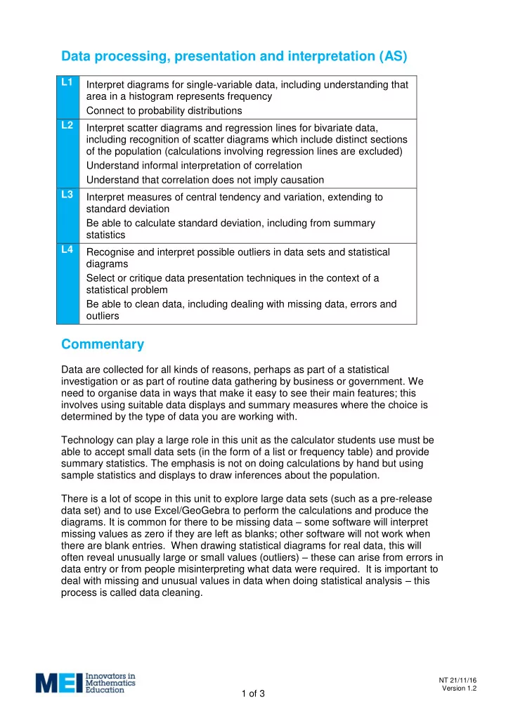 data processing presentation and interpretation as