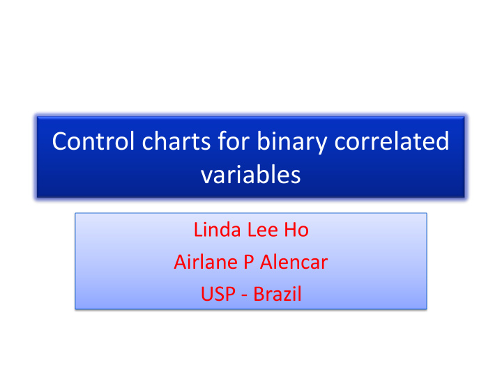 control charts for binary correlated variables