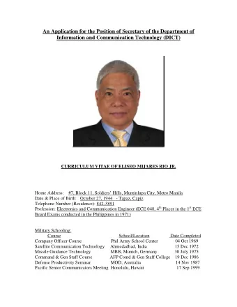 An Application for the Position of Secretary of the Department of  Information and Communication