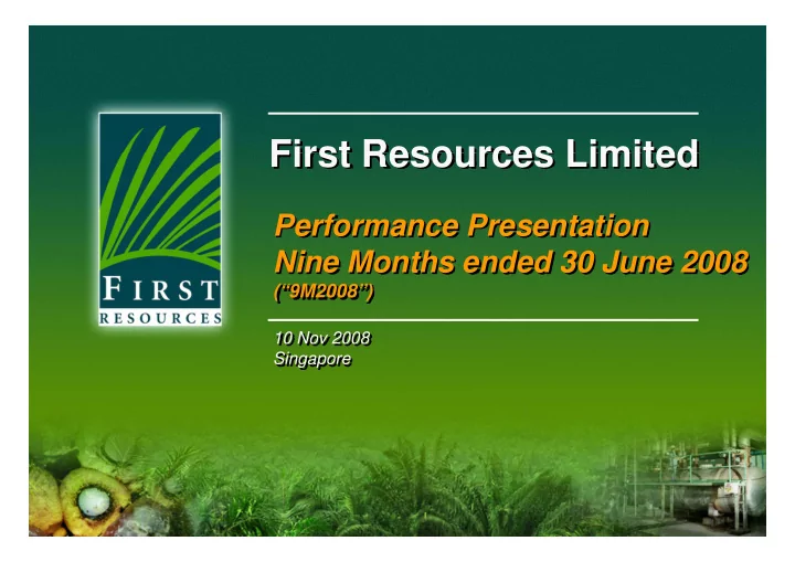 first resources limited first resources limited
