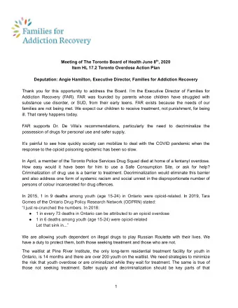 Meeting  of  The  Toronto  Board  of  Health  June  8  th  ,  2020  Item  HL  17.2  Toronto