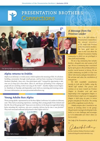 Connections  A Message from the  Province Leader  This is the fifth edition of  Presentation