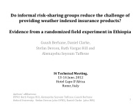 do informal risk sharing groups reduce the challenge of