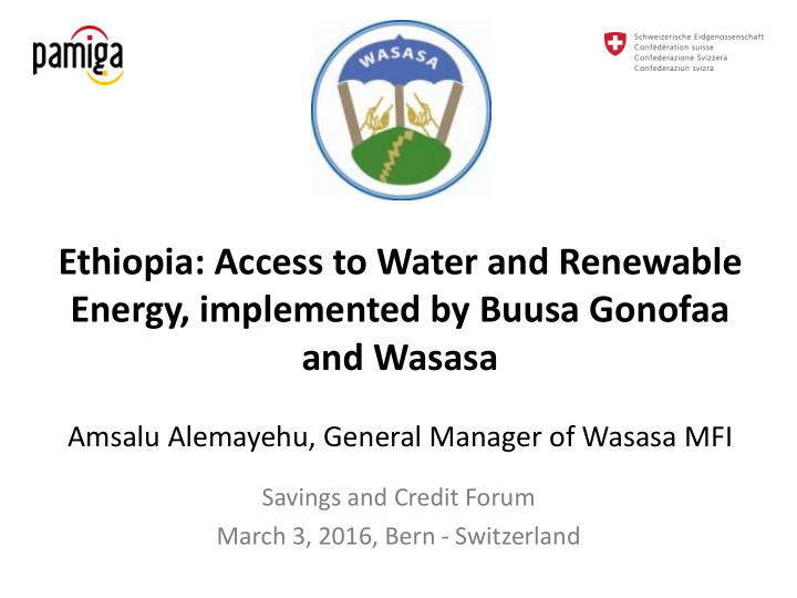 ethiopia access to water and renewable energy implemented