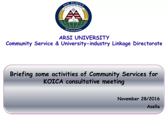 Briefing some activities of Community Services for  KOICA consultative meeting  November 28/2016