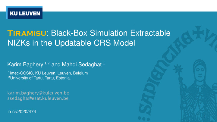 tiramisu black box simulation extractable nizks in the