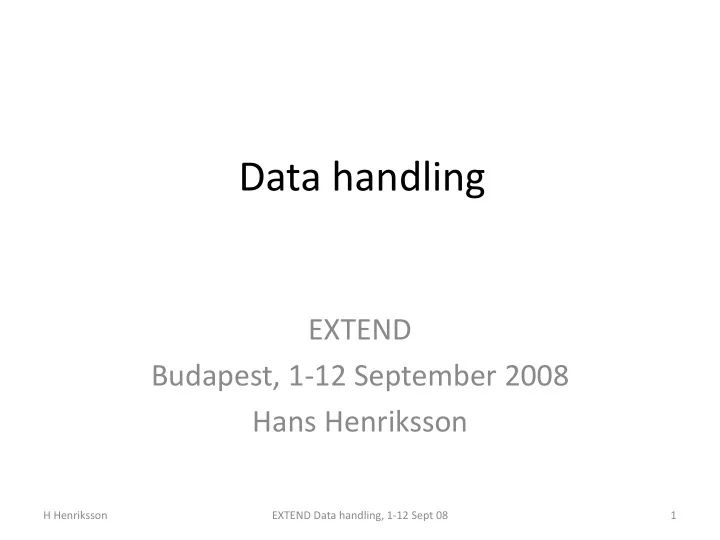 data handling