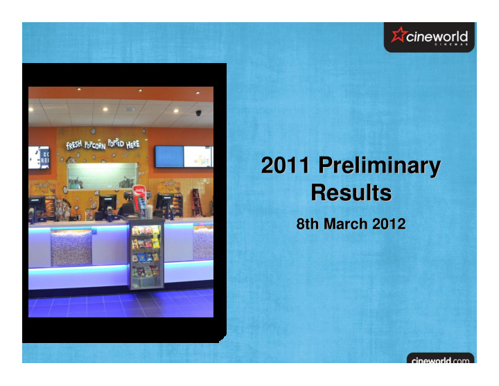 2011 preliminary 2011 preliminary results results