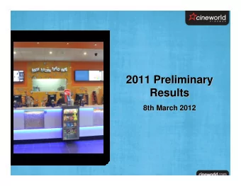 2011 Preliminary  2011 Preliminary  Results  Results  8th March 2012  8th March 2012  Todays