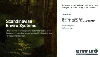 Westin Grand Berlin Berlin, GERMANY  Fredrik Olofsson  Sales manager  Scandinavian Enviro