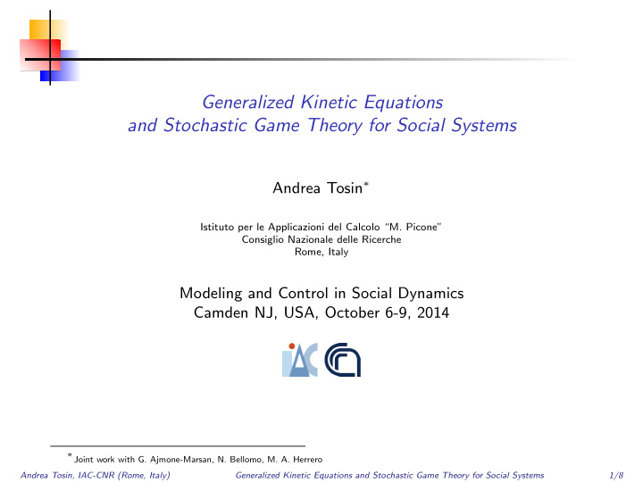 generalized kinetic equations and stochastic game theory