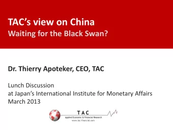 Dr. Thierry Apoteker, CEO, TAC  Lunch Discussion at Japans International Institute for Monetary