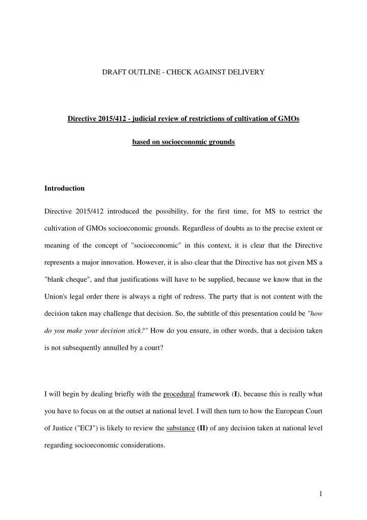 draft outline check against delivery directive 2015 412