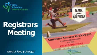 Registrars  Meeting  Registrations open 8am on  Saturday 7 September 2019, Centres may open earlier