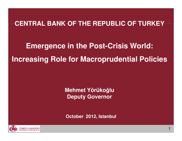 emergence in the post crisis world increasing role for