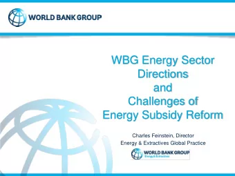 WBG Energy Sector  Directions  and  Challenges of  Energy Subsidy Reform  Charles Feinstein,