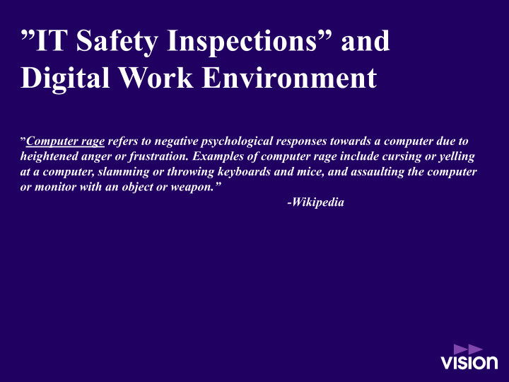 it safety inspections and