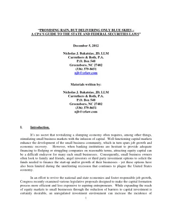 PROMISING RAIN, BUT DELIVERING ONLY BLUE SKIES   A CPAS GUIDE TO THE STATE AND FEDERAL