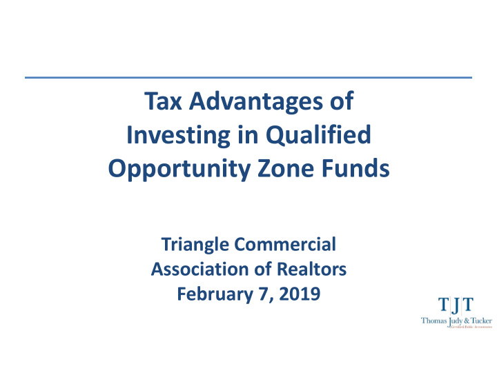 tax advantages of investing in qualified opportunity zone