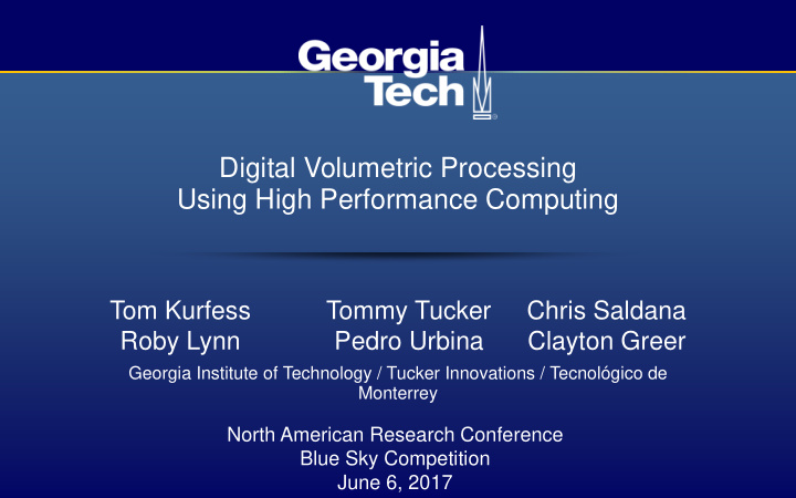 digital volumetric processing using high performance
