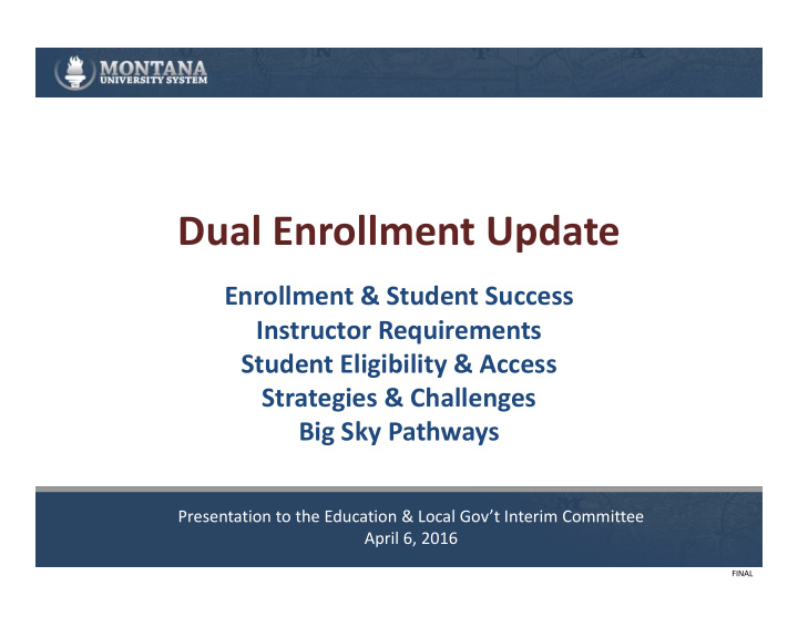 dual enrollment update