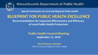 BLUEPRINT FOR PUBLIC HEALTH EXCELLENCE  Recommendations for Improved Effectiveness and Efficiency