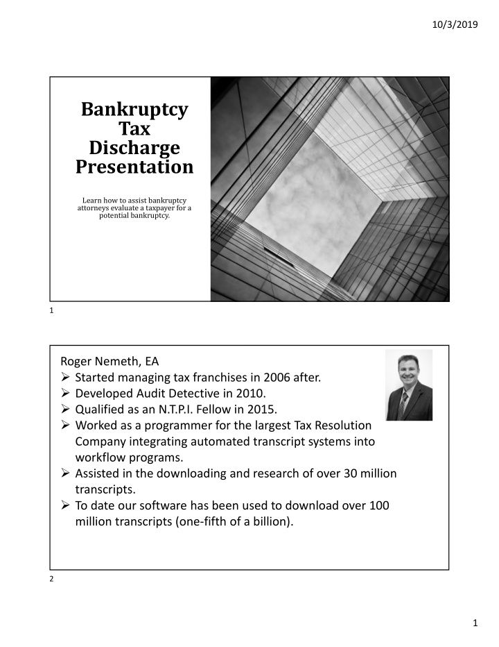 bankruptcy tax discharge presentation