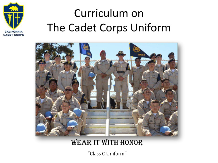 curriculum on the cadet corps uniform