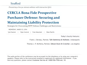 Maintaining Liability Protection  Strategies for Overcoming BFPP Defense Challenges and