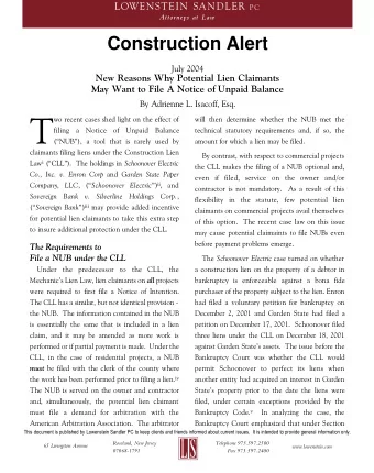 T  wo recent cases shed light on the effect of  will then determine whether the NUB met the  filing