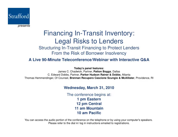 financing in transit inventory legal risks to lenders