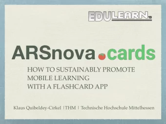 ARSnova HOW TO SUSTAINABLY PROMOTE  MOBILE LEARNING   WITH A FLASHCARD APP  Klaus