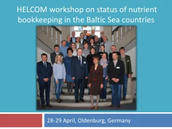 HELCOM workshop on status of nutrient  bookkeeping in the Baltic Sea countries  28-29 April,