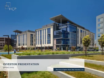 INVESTOR PRESENTATION  January 2019  The Cove at Oyster Point (San Francisco, CA)  DISCLAIMERS