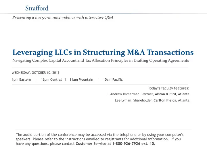 leveraging llcs in structuring m a transactions