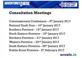 Consultation Meetings Commissioners Conference  8 th January 2017 National Youth Fora  14 th